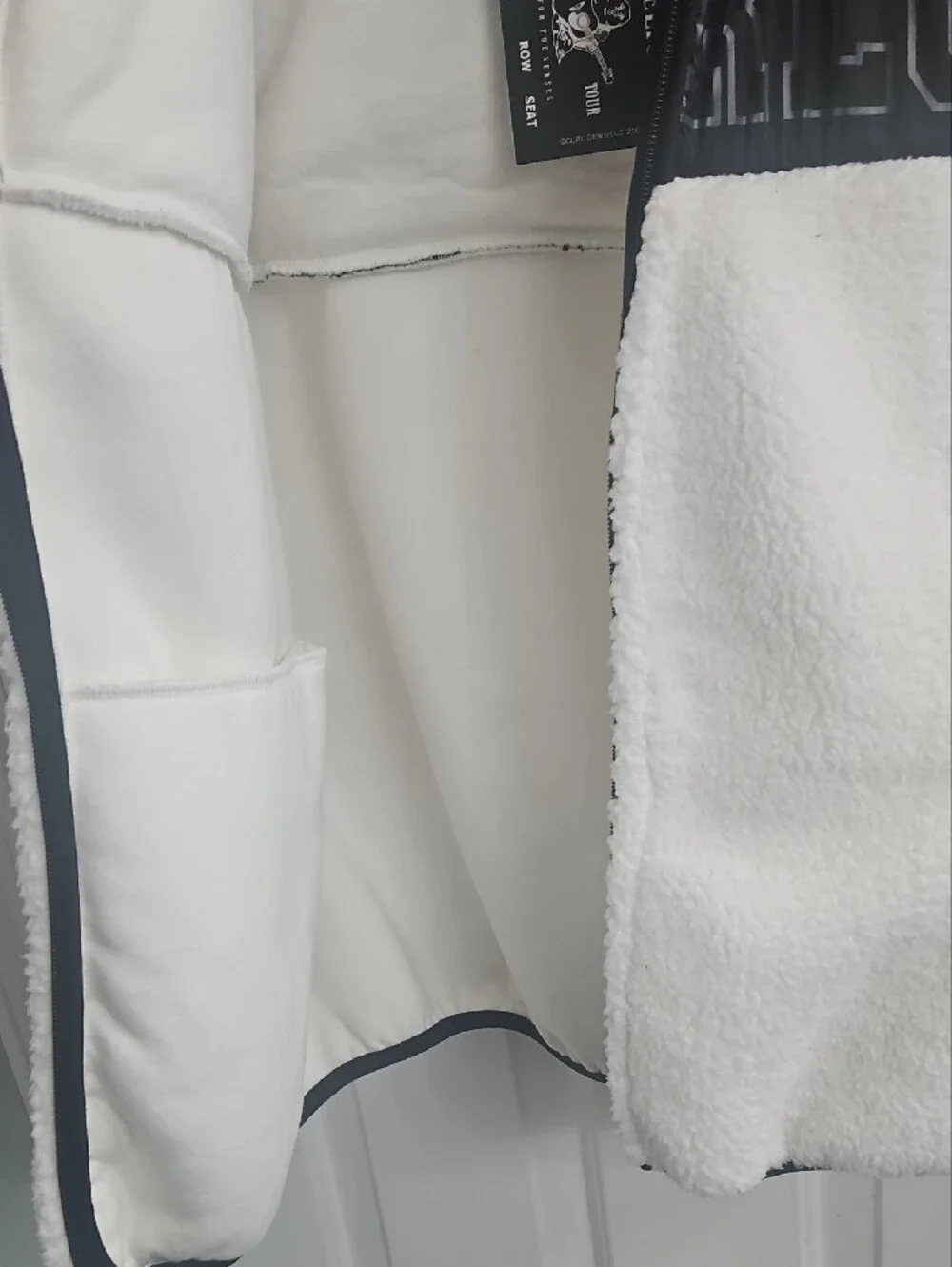 True Religion Black and White Sherpa Zip-Up Jacket